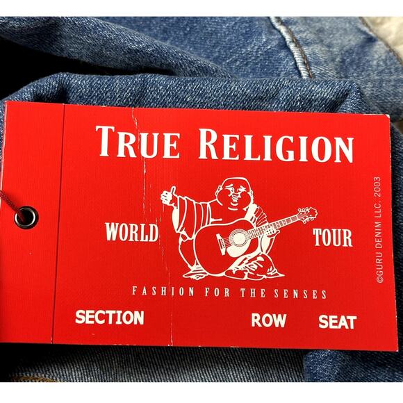 True Religion NWT Trucker Denim Jean Jacket Women Sz Small Petite Crystals - Picture 8 of 11